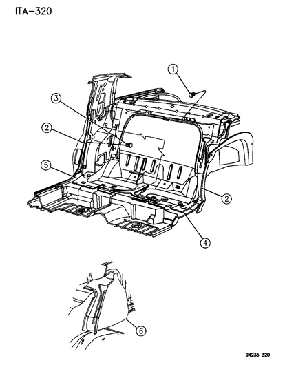 1994 Chrysler LeBaron Sedan Silencers - Rear Compartment Diagram