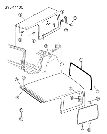 1994 Jeep Wrangler Seal Diagram for 55344542