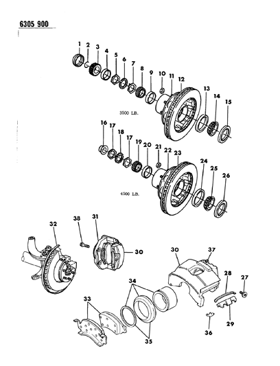 1987 Dodge D150 Brakes, Front Disc Diagram 2 - Thumbnail