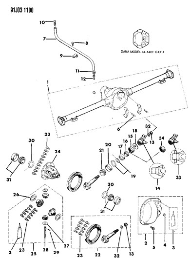 1991 Jeep Comanche Housing & Differential, Rear Axle Diagram 2 - Thumbnail