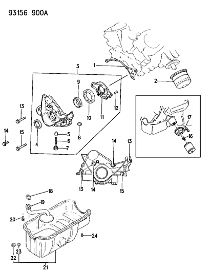 1993 Chrysler LeBaron GTC Oil Pump & Oil Filter Diagram