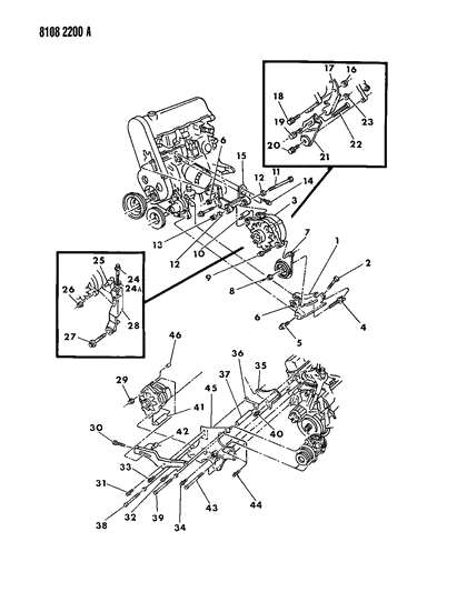 1988 Chrysler New Yorker Base Model Alternator & Mounting Diagram