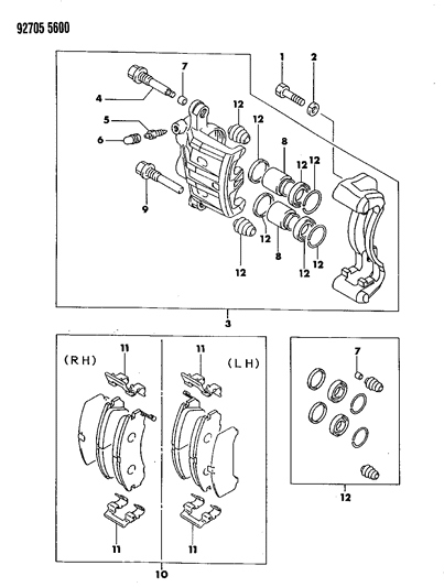 1994 Dodge Stealth Front Brakes Diagram 2 - Thumbnail