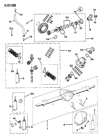 1988 Jeep J10 Housing & Differential, Rear Axle Diagram 3 - Thumbnail