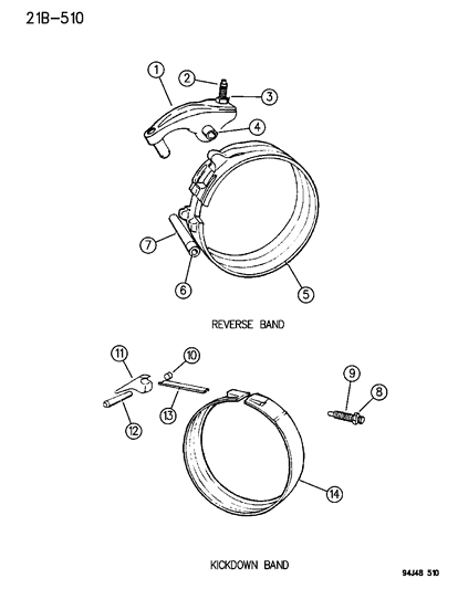 1995 Jeep Wrangler Bands , Reverse & Kickdown With Linkage Diagram 2 - Thumbnail