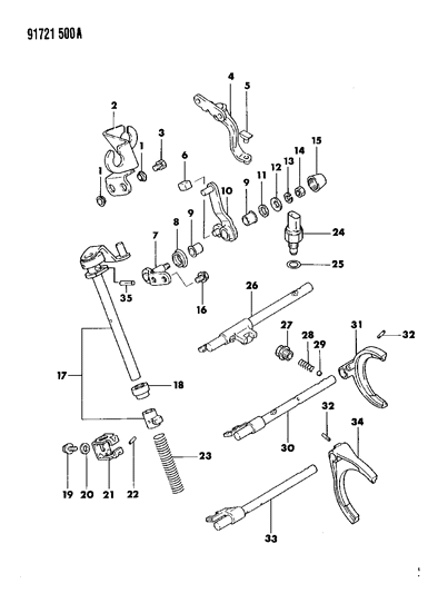 1991 Dodge Colt Control, Shift Diagram 1 - Thumbnail