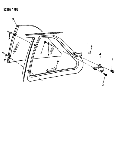 1992 Dodge Shadow Glass - Quarter Window Diagram 1 - Thumbnail