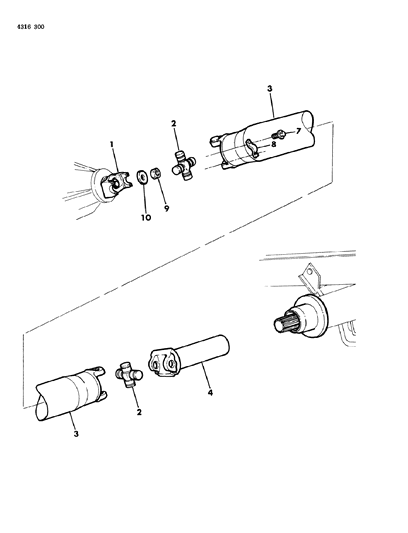 1984 Dodge D350 Propeller Shaft, Single And Universal Joint Diagram 2 - Thumbnail