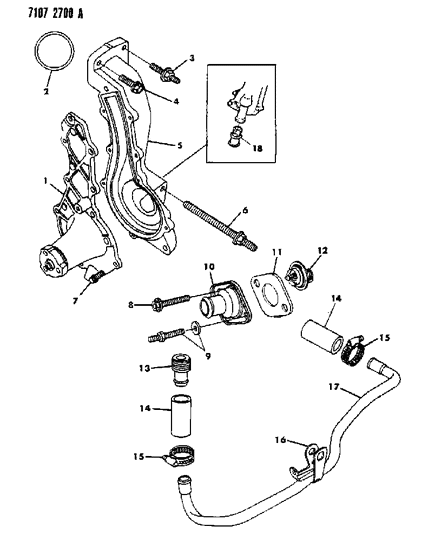1987 Dodge Aries Water Pump & Related Parts Diagram 1 - Thumbnail