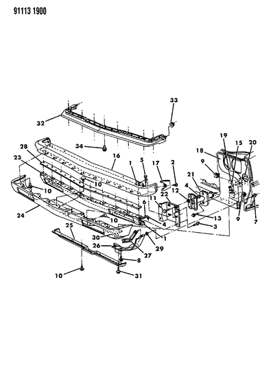 1991 Chrysler Imperial Energy Absorber Diagram for 4388884