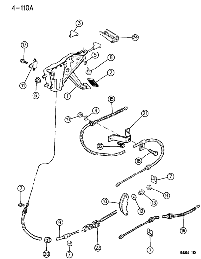 1995 Jeep Wrangler Lever Assembly & Cables Parking Brake Diagram 1 - Thumbnail