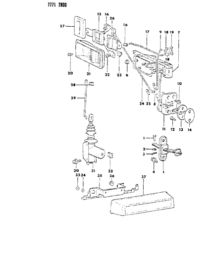 1987 Dodge Raider Door, Rear Handles Locks & Controls Diagram