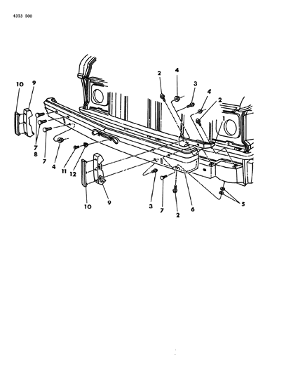 1984 Dodge Ram Wagon Bumper Front Diagram 1 - Thumbnail