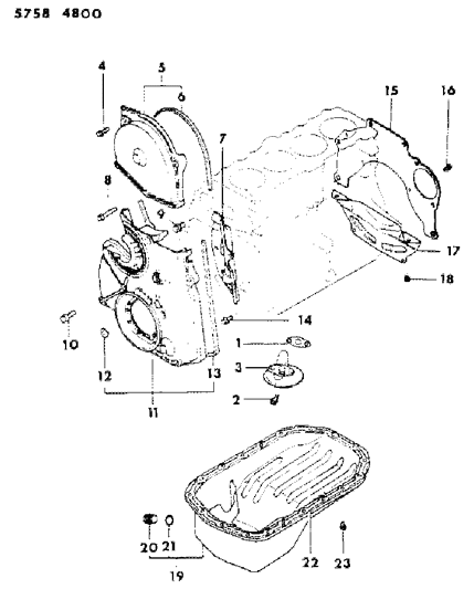 1985 Dodge Colt Oil Pan & Timing Belt Cover Diagram 1 - Thumbnail