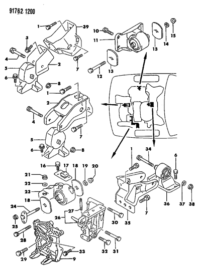 1991 Dodge Stealth Engine Mounting And Support Diagram 2 - Thumbnail
