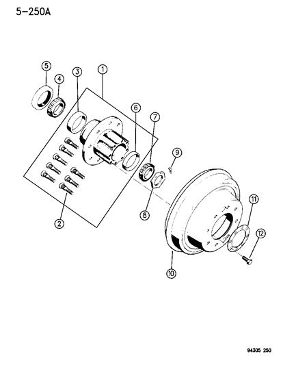 1994 Dodge Ram 2500 Drum Hub Diagram for 52007912