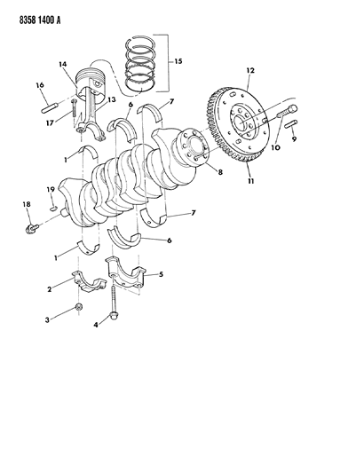 1989 Dodge Dakota Crankshaft , Pistons And Torque Converter Diagram 1 - Thumbnail