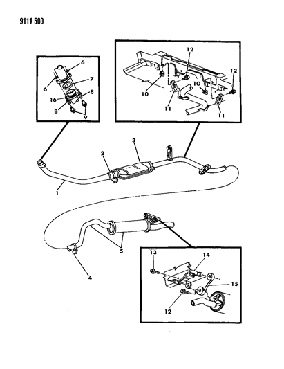 1989 Chrysler New Yorker Exhaust System Diagram 2 - Thumbnail
