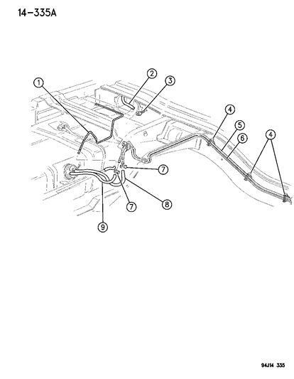 1996 Jeep Cherokee Fuel Lines, Rear Diagram 1 - Thumbnail
