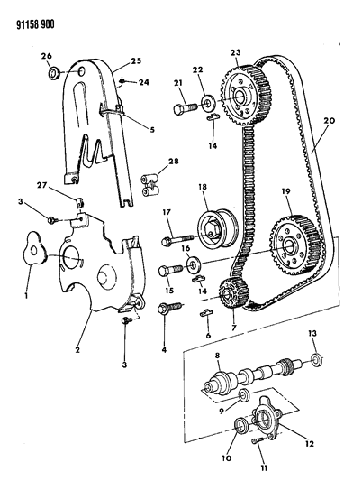 1991 Dodge Shadow Timing Belt & Cover & Intermediate Shaft Diagram 1 - Thumbnail