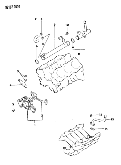 1992 Dodge Shadow Water Pump & Related Parts Diagram 2 - Thumbnail