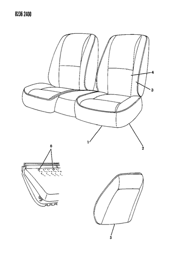 1988 Dodge Daytona Rear Seat Diagram 2 - Thumbnail