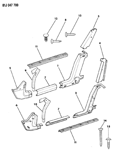 1985 Jeep Cherokee Scuff Plate Diagram for 55003374