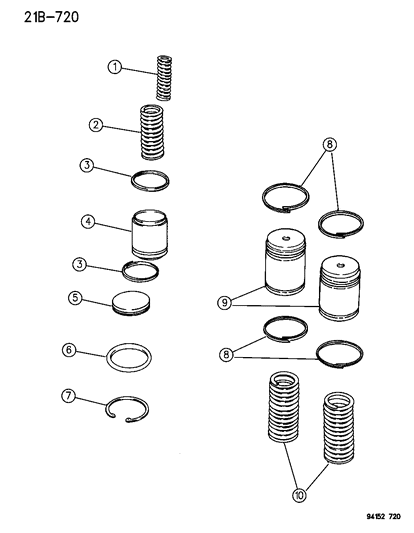1994 Chrysler LeBaron GTC Accumulator Piston & Spring Diagram