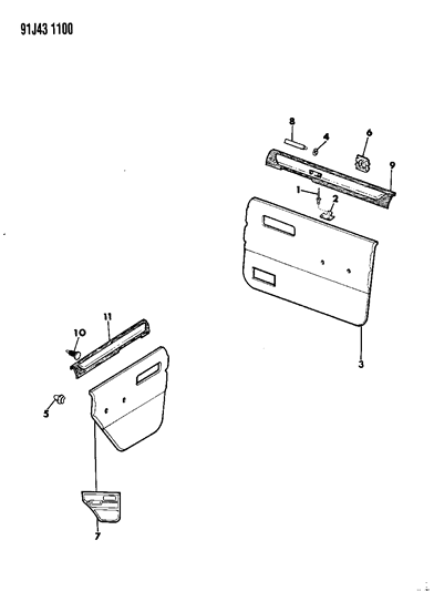 1992 Jeep Cherokee Panels - Door Trim Diagram 2 - Thumbnail
