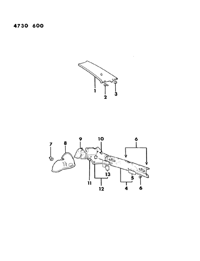 1984 Dodge Colt Panel Quarter Trim Diagram 2 - Thumbnail