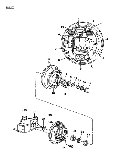 1985 Chrysler Executive Limousine Brakes, Rear Diagram
