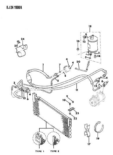 1990 Jeep Comanche Receiver/Drier, Condenser & Hoses Diagram 4 - Thumbnail