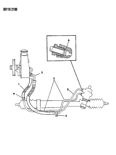 1990 Chrysler New Yorker Base Model Hose Chart - Power Steering Diagram