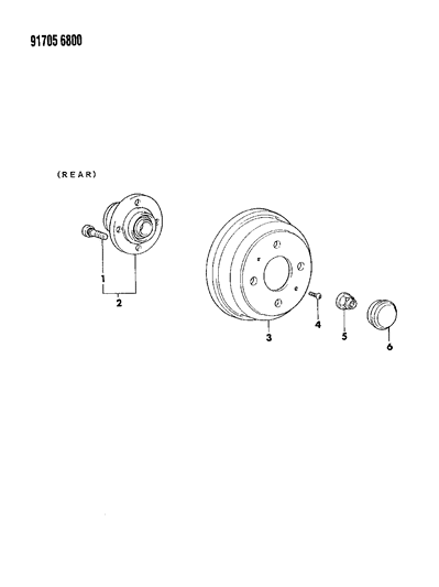 1991 Dodge Colt Brake, Drum And Bearings, Rear Diagram 1 - Thumbnail