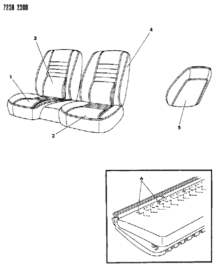 1987 Dodge Daytona Rear Seat Diagram 1 - Thumbnail