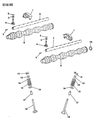 1992 Chrysler LeBaron Sedan Camshaft & Valves Diagram 2 - Thumbnail