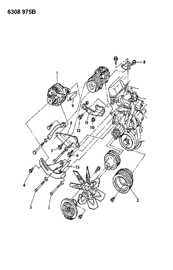 1987 Dodge Dakota Alternator & Mounting Diagram 2 - Thumbnail