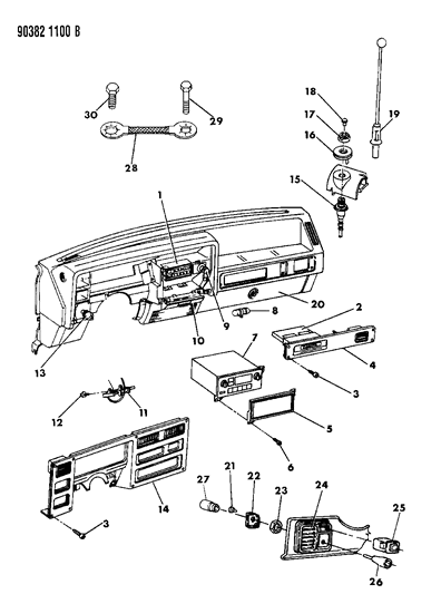 1990 Dodge Dakota Bin, Front Storage Diagram for 6022297