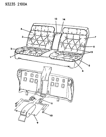 1993 Chrysler LeBaron Sedan Rear Seat Diagram 2 - Thumbnail