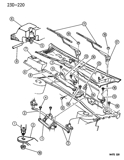 1994 Chrysler LeBaron Sedan Windshield Wiper & Washer System Diagram