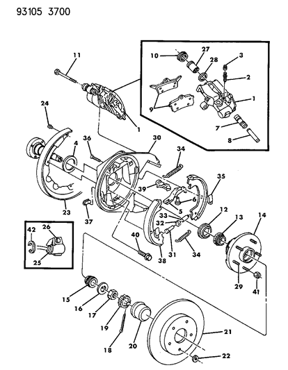 1993 Chrysler New Yorker Salon Brakes, Rear Disc Diagram