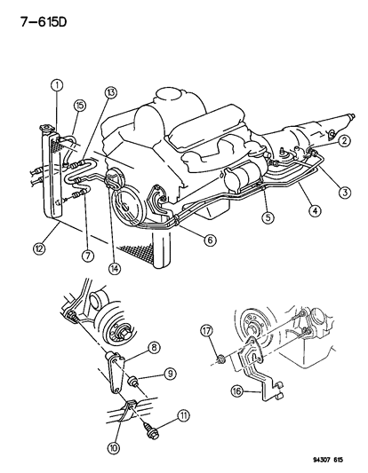 1994 Dodge Ram 1500 Lower Hose Bracket Diagram for 52118483