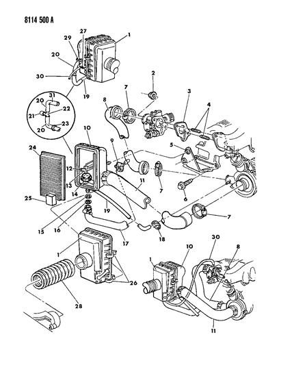 1988 Chrysler LeBaron Base Air Cleaner Diagram 5 - Thumbnail