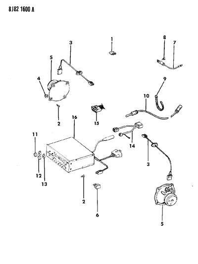 1990 Jeep Comanche Speakers & Knobs - Radio Diagram 2 - Thumbnail