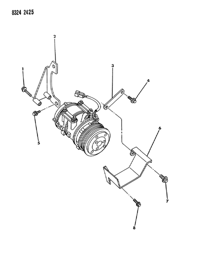 1989 Dodge D150 Mounting - A/C Compressor Diagram 1 - Thumbnail