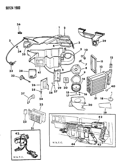 1990 Chrysler New Yorker Base Model Air Conditioning & Heater Unit Diagram