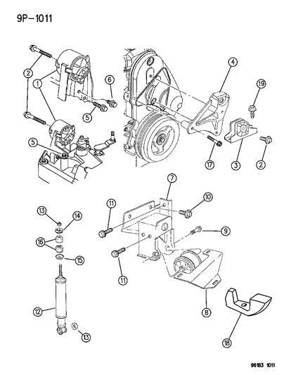 1996 Chrysler Cirrus Engine Mounts Diagram 1 - Thumbnail