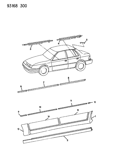 1993 Dodge Shadow Mouldings & Ornamentation Diagram 2 - Thumbnail