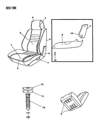 1989 Chrysler LeBaron GTC Front Seat Diagram 2 - Thumbnail