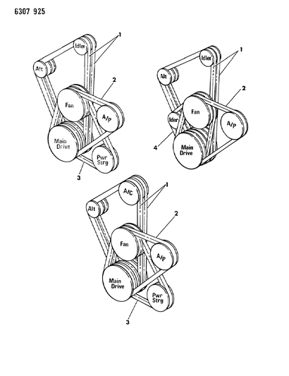 1987 Dodge Dakota Power Steering Belt Diagram for B0013454